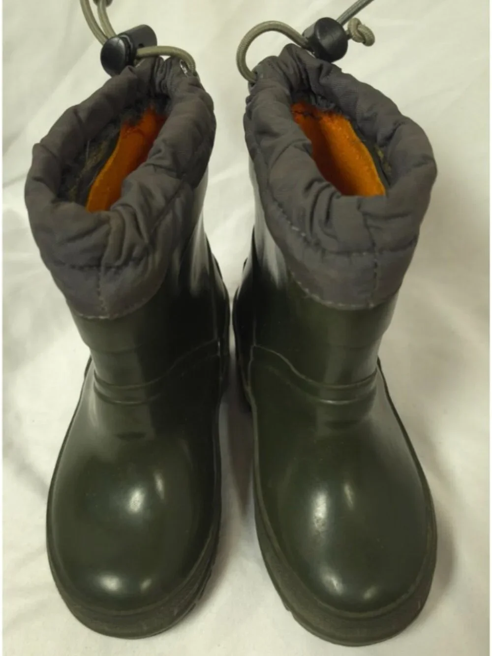 Lands End Toddler Size 5 M Green Rubber Rain Snow Slip-On Draw String Boots